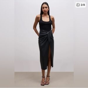 Brand New Elegant Wrap Black Midi Skirt